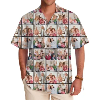 [Up To 8 Photos] Custom All-Over Photo Print Hawaiian Shirt