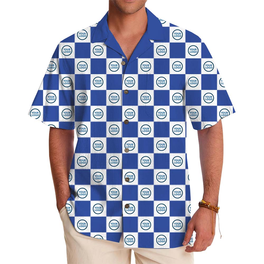 Custom Checkerboard Logo Hawaiian Shirt With Preview - variant image 1