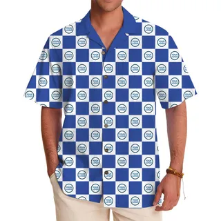Custom Checkerboard Logo Hawaiian Shirt With Preview