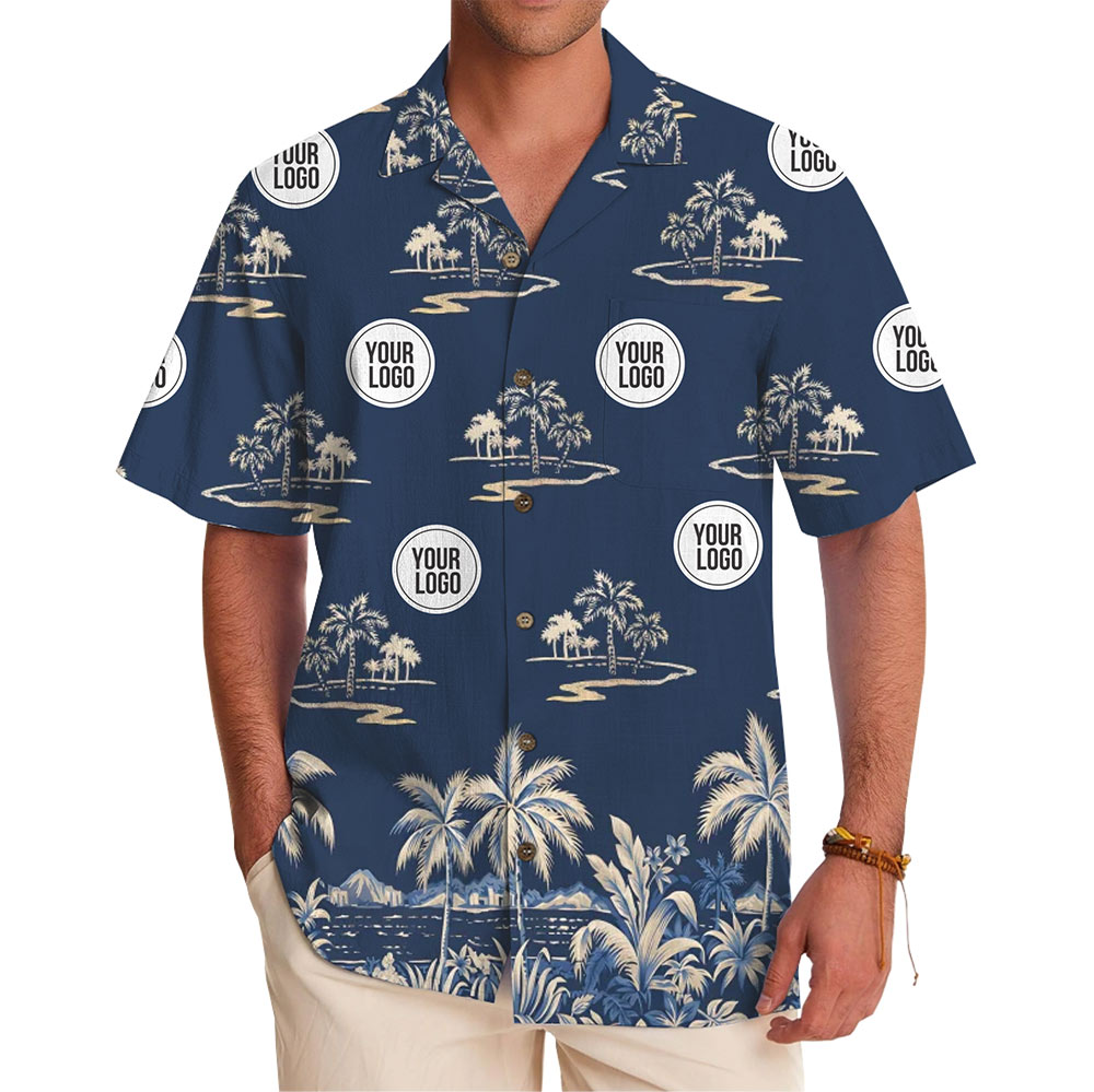Custom Palm Tree Hawaiian Shirt With Company Logo - variant image 1