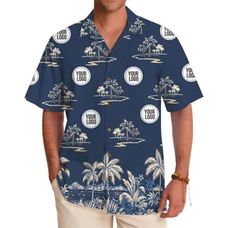 Custom Palm Tree Hawaiian Shirt With Company Logo