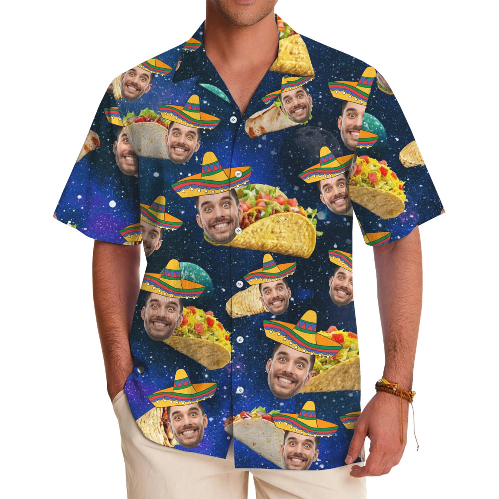 Funny Custom Face Taco Hawaiian Shirt With Live Preview - variant image 1