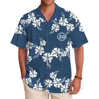 Personalized Logo Tropical Hibiscus Hawaiian Shirt for Branding