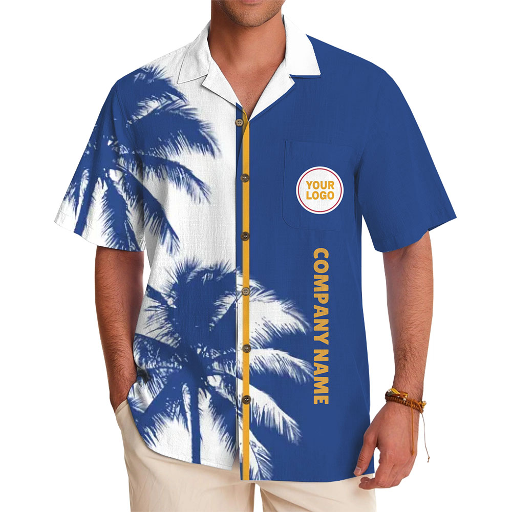 Custom Palm Tree Hawaiian Shirt with Logo and Company Name - variant image 1