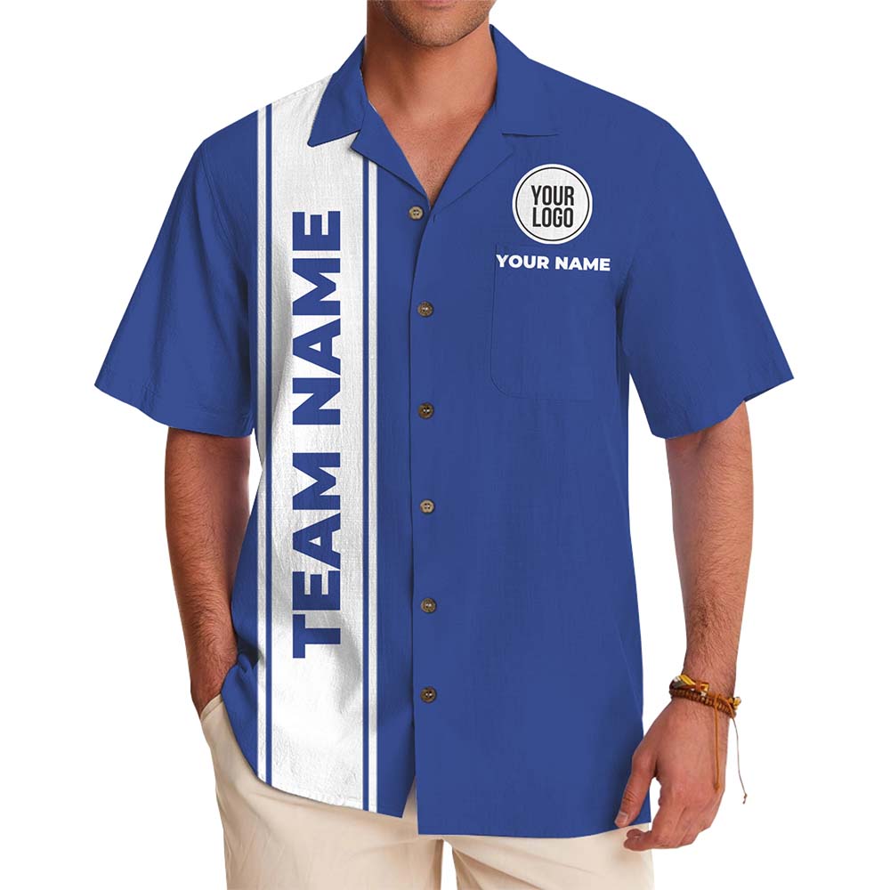 Team Stripe Custom Logo Hawaiian Shirt With Live Preview - variant image 1