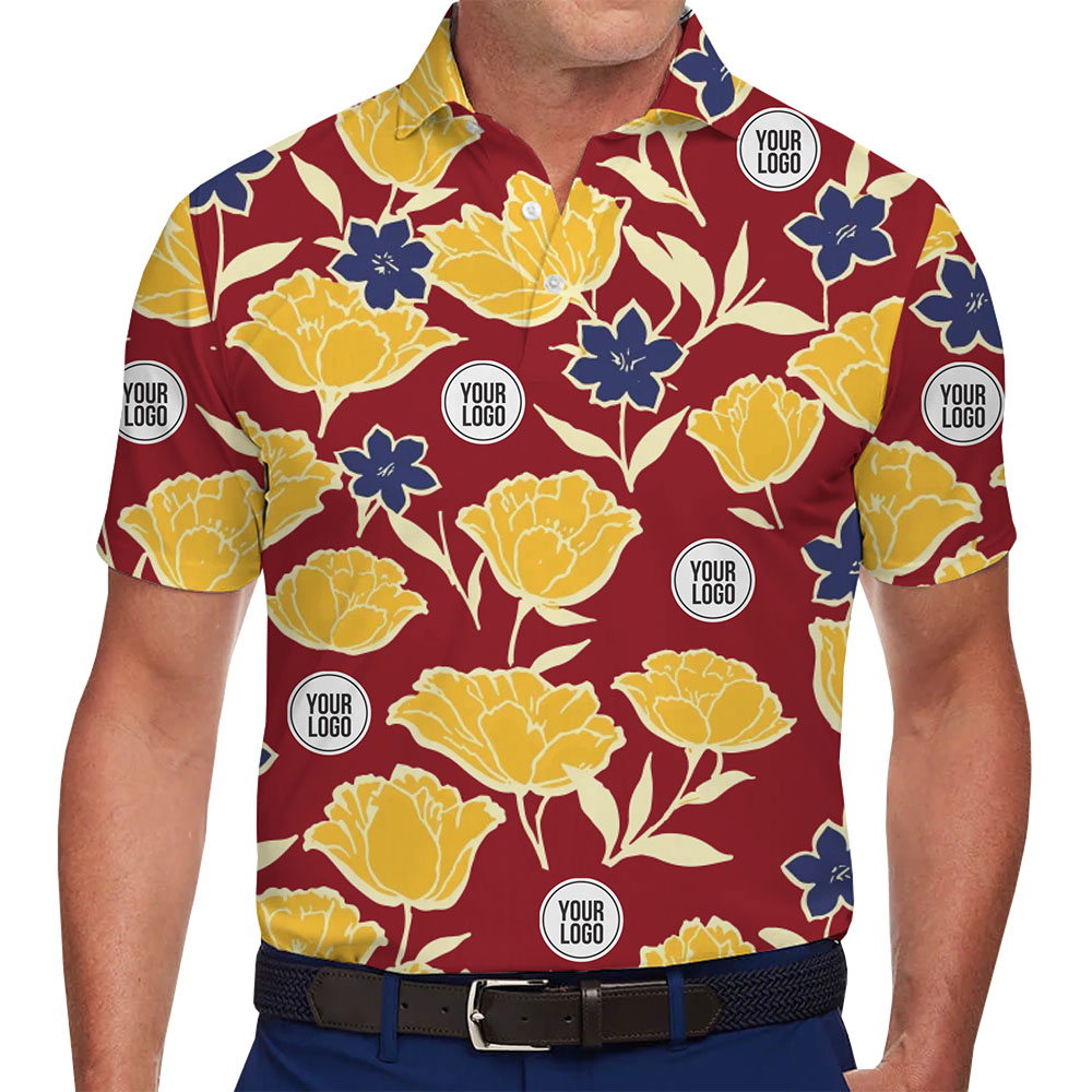 Eye-Catching Customizable Flower Print Polo Shirt with Your Logo - variant image 1