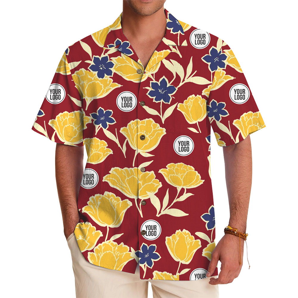 Logo Personalized Hawaiian Shirt Featuring Elegant Flower Patterns - variant image 1