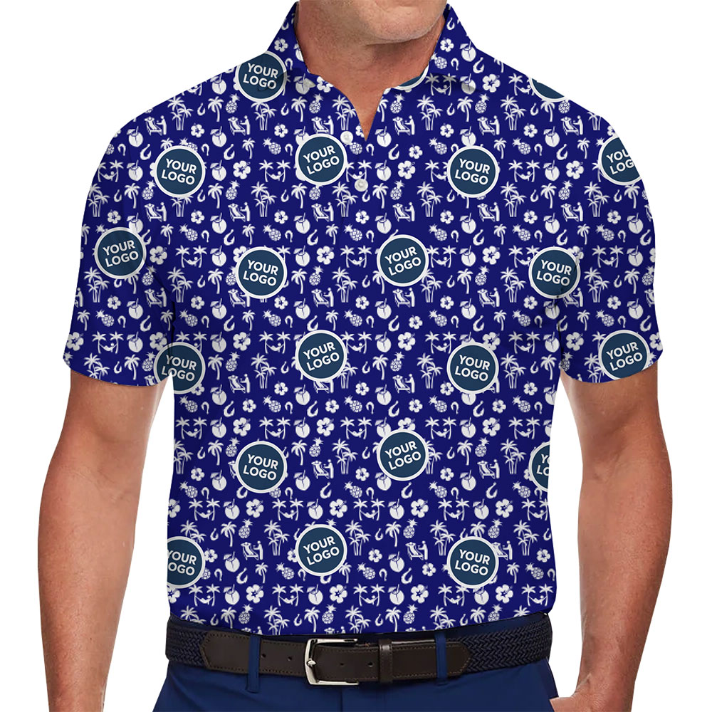 Personalized Polo Shirt Featuring White Tropical Icon Patterns - variant image 1