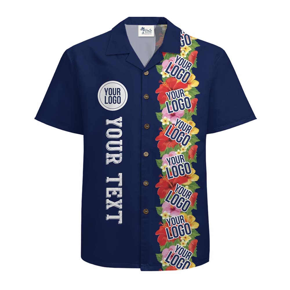 Vertical Logo Print Aloha Shirt With Name And Preview