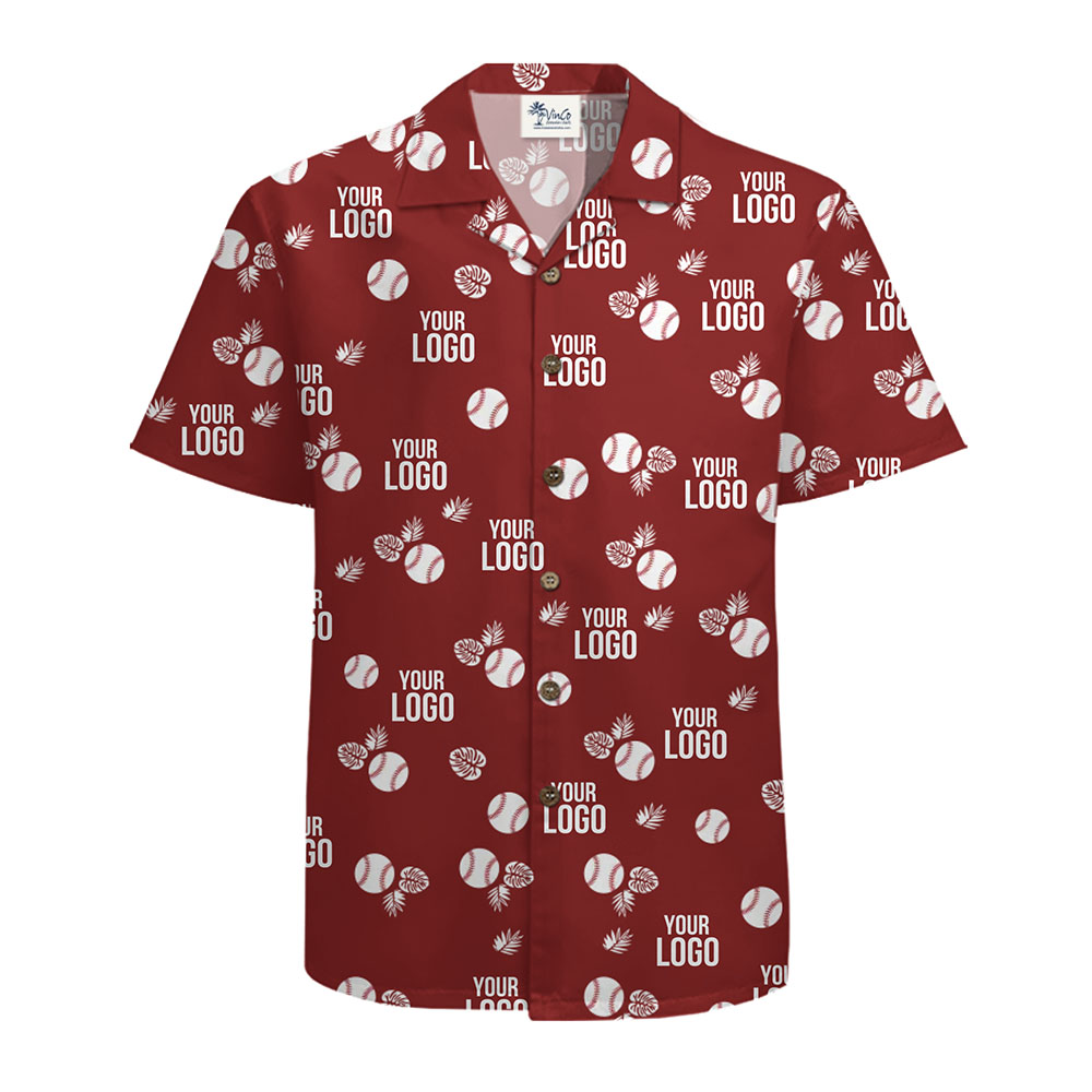 Custom Baseball Theme Hawaiian Shirt with Logo Design
