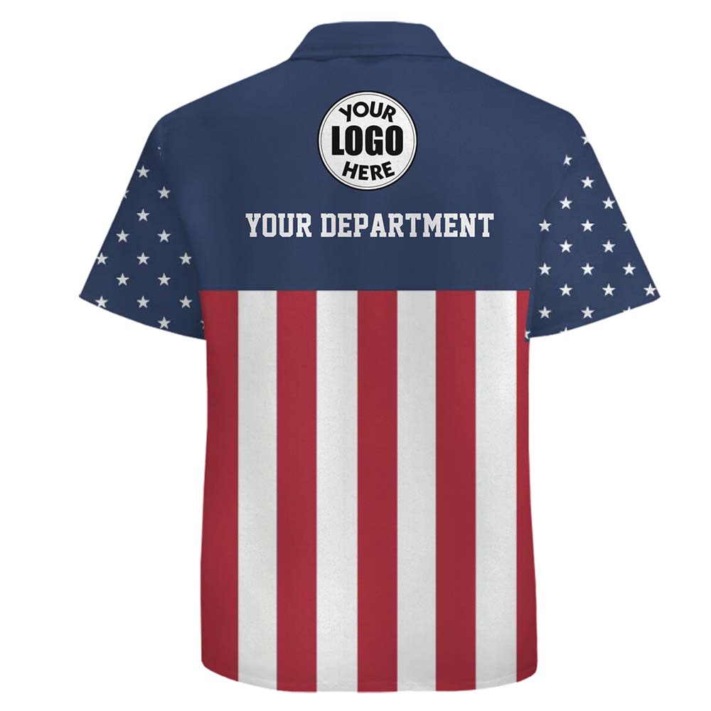Custom Logo And Text American Flag Button Up Shirt