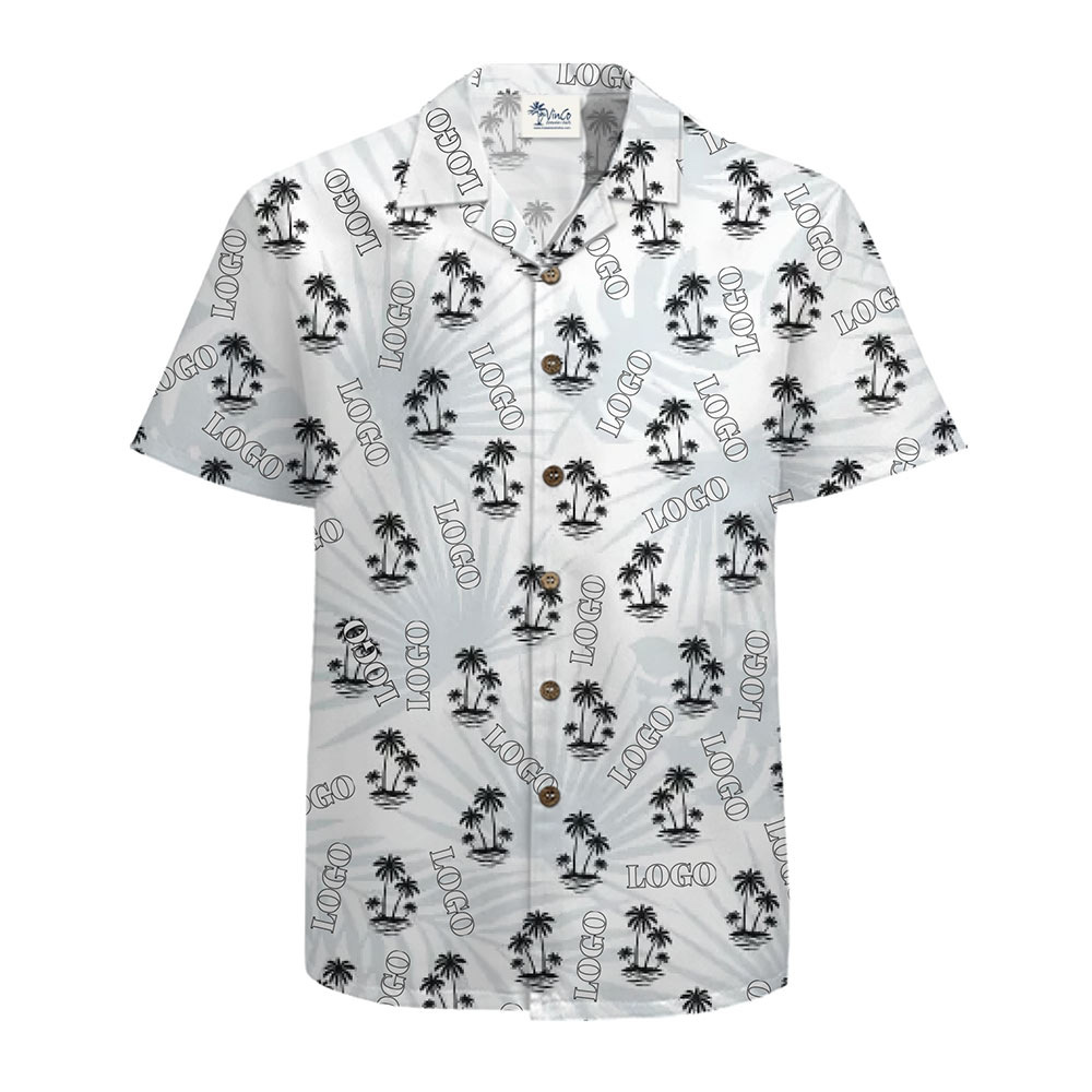 Custom Palm Tree Hawaiian Shirt with All-Over Logo Design
