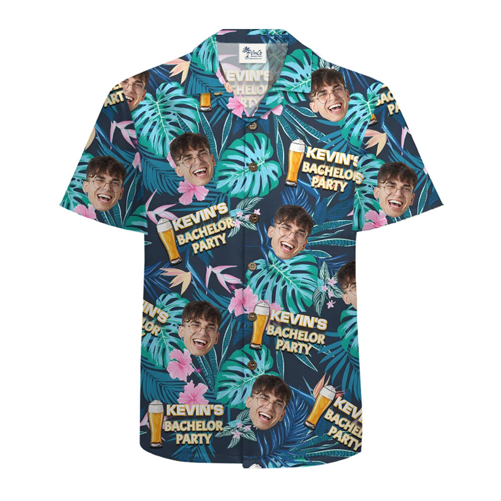 Fun Hawaiian Shirt for Bachelor Party Custom Groom Face