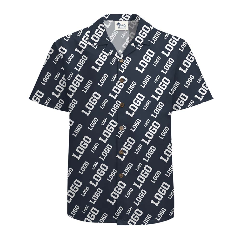 Personalized Logo Pattern Button Up Shirt With Preview