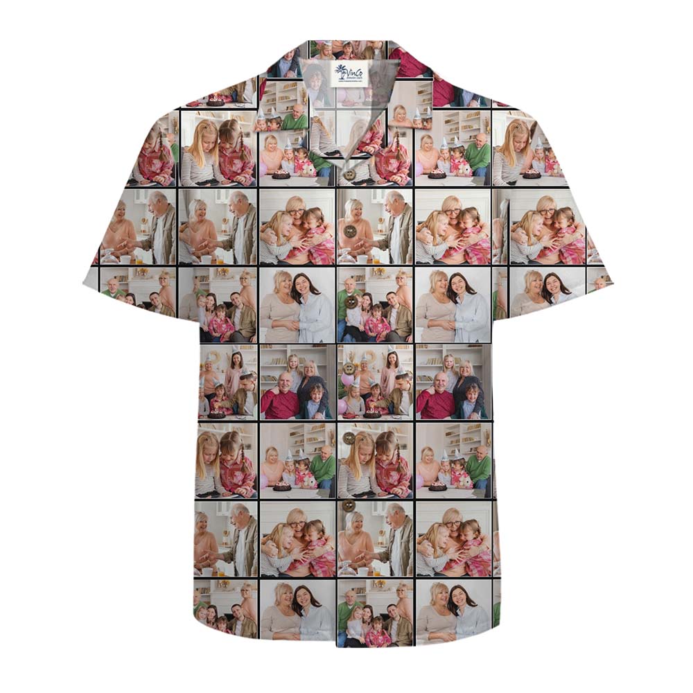 [Up To 8 Photos] Custom All-Over Photo Print Hawaiian Shirt