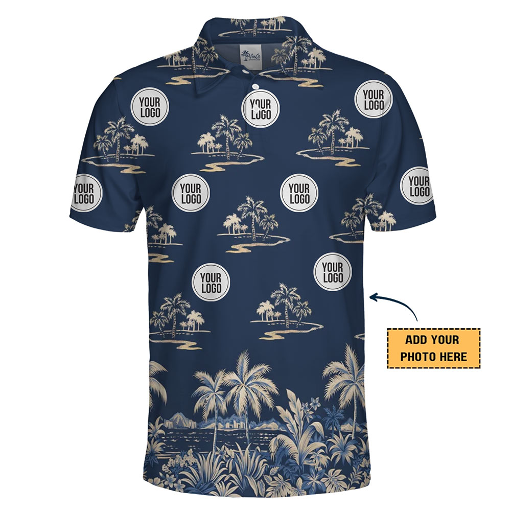 Custom Palm Tree Polo Shirt With Company Logo