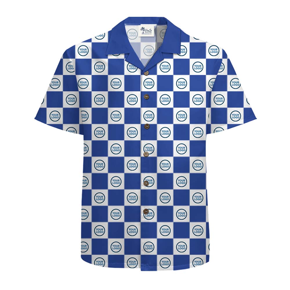 Custom Checkerboard Logo Hawaiian Shirt With Preview