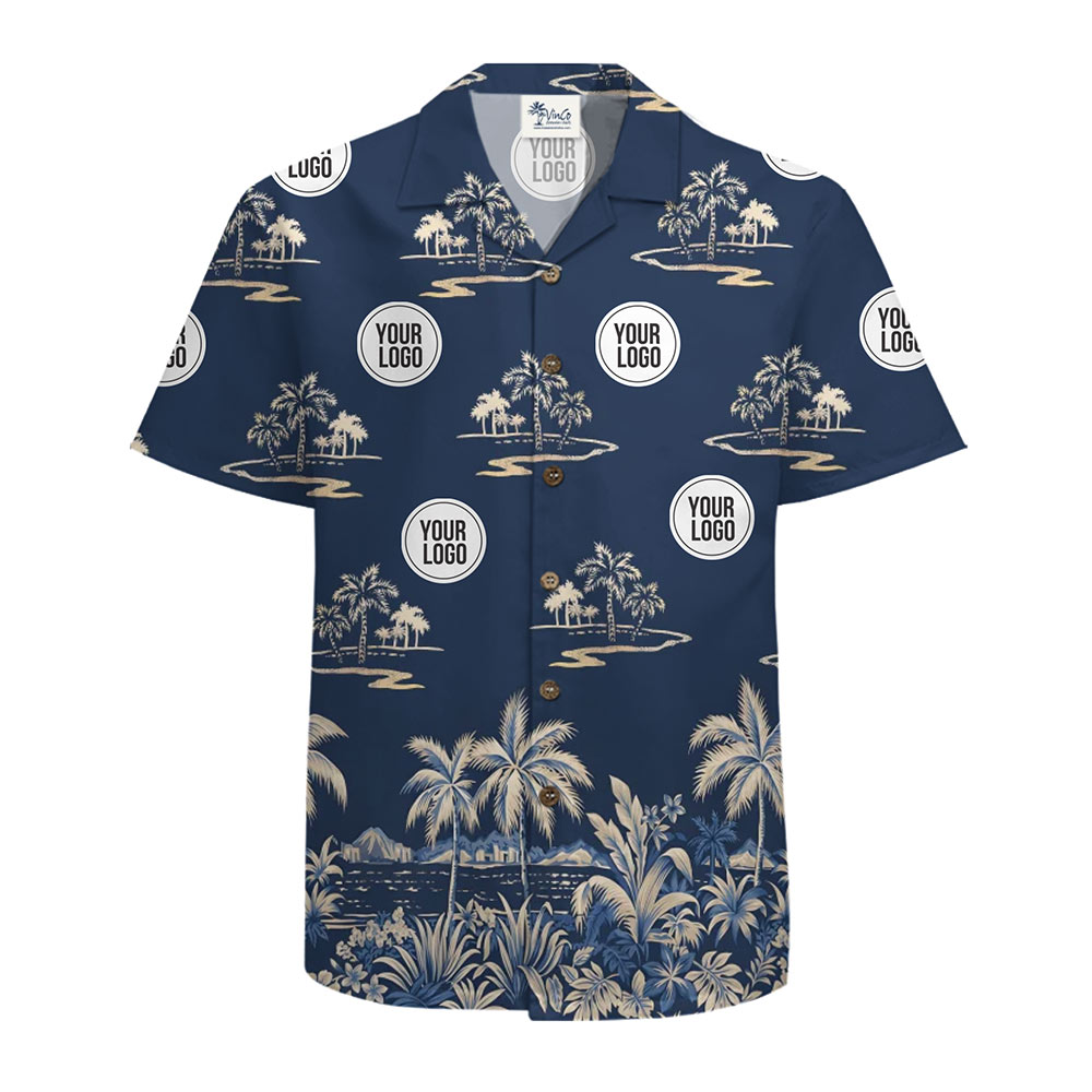 Custom Palm Tree Hawaiian Shirt With Company Logo