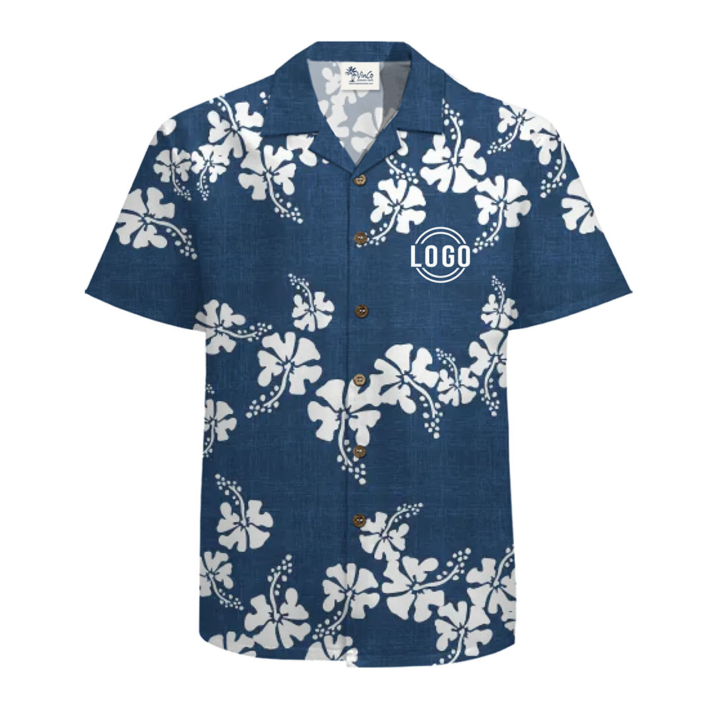 Personalized Logo Tropical Hibiscus Hawaiian Shirt for Branding