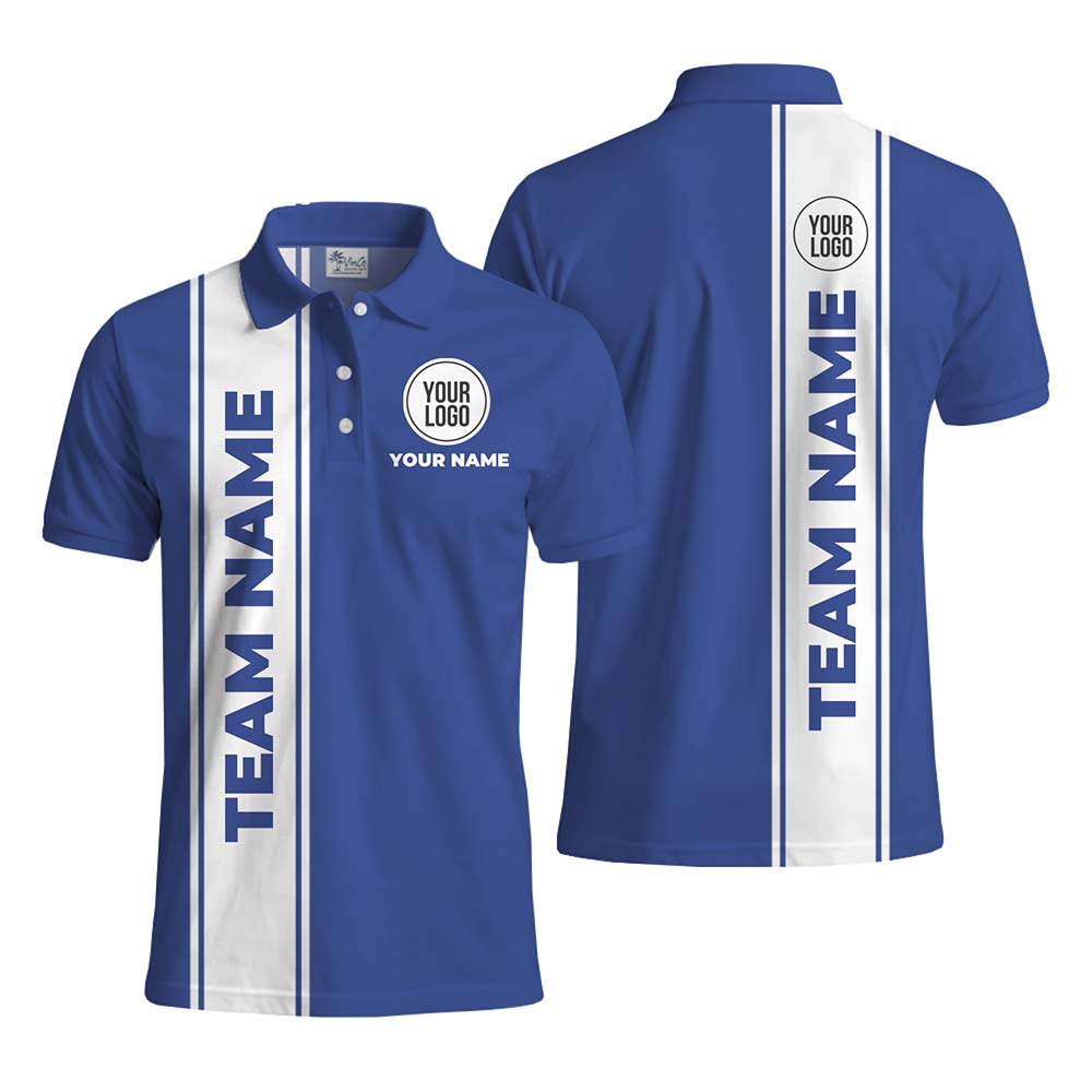 Custom Vertical Stripe Logo Polo Shirts With Text