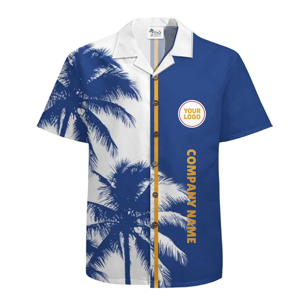 Custom Palm Tree Hawaiian Shirt with Logo and Company Name