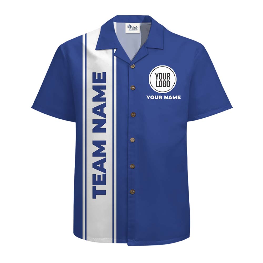 Team Stripe Custom Logo Hawaiian Shirt With Live Preview