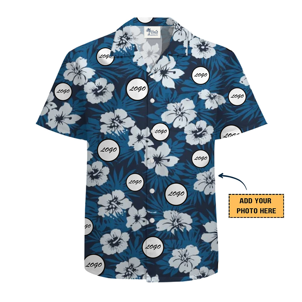 Custom Floral White And Blue Hawaiian Shirt With Live Preview