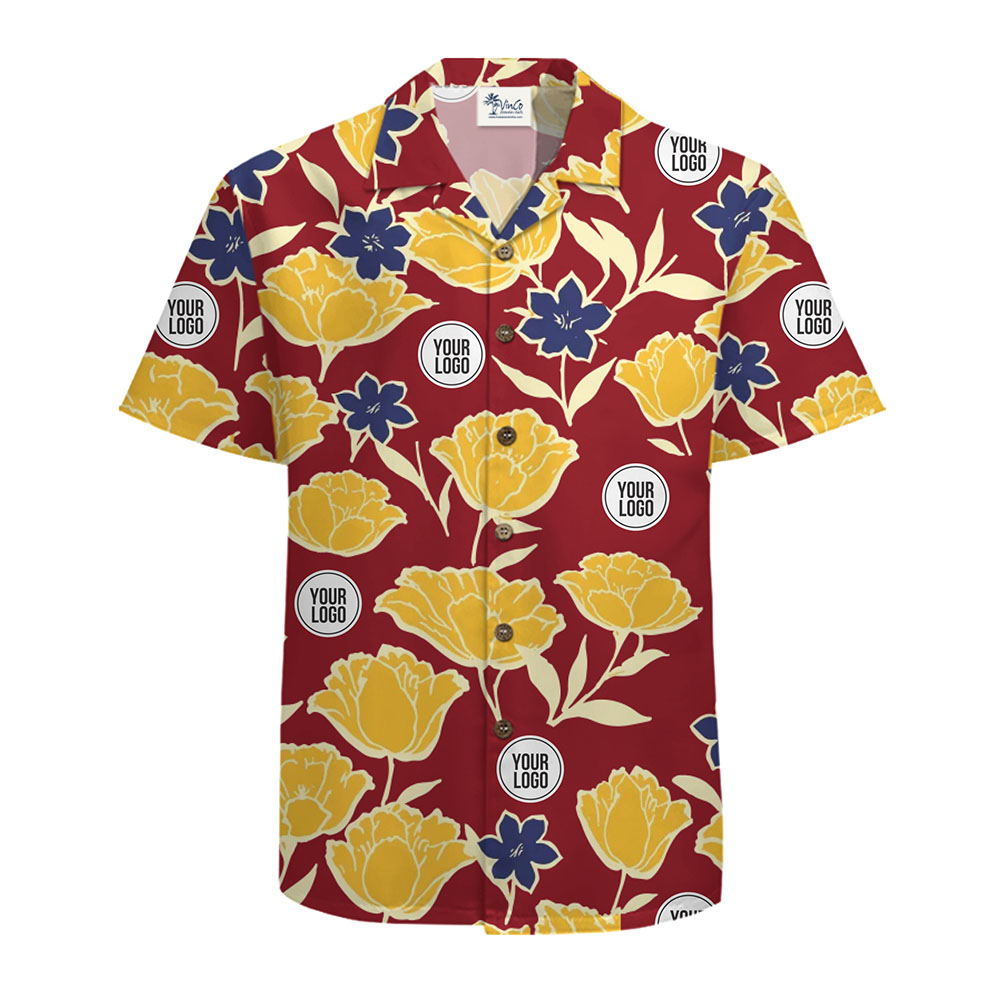 Logo Personalized Hawaiian Shirt Featuring Elegant Flower Patterns