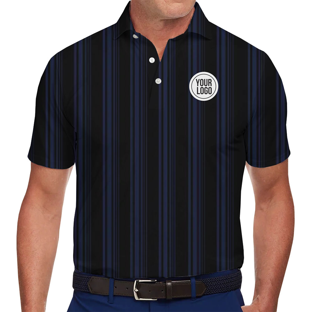 [10 Colors] Elegant Striped Polo Shirt with Custom Logo Placement - variant image 1