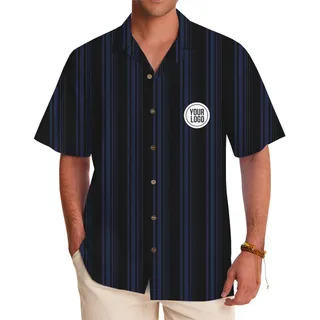Classic Striped Hawaiian Shirt with Custom Business Logo Design