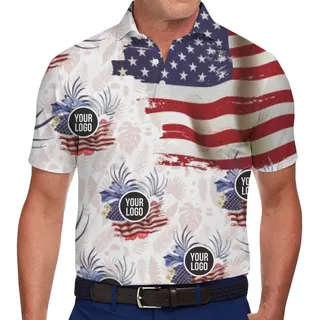 Customizable Stars and Stripes Polo Shirt for Teams or Events
