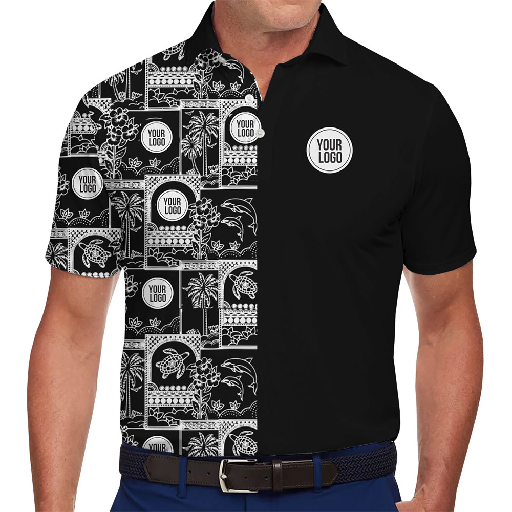 Custom Logo Polo Shirt with Unique Two-Tone Tropical Design - variant image 1