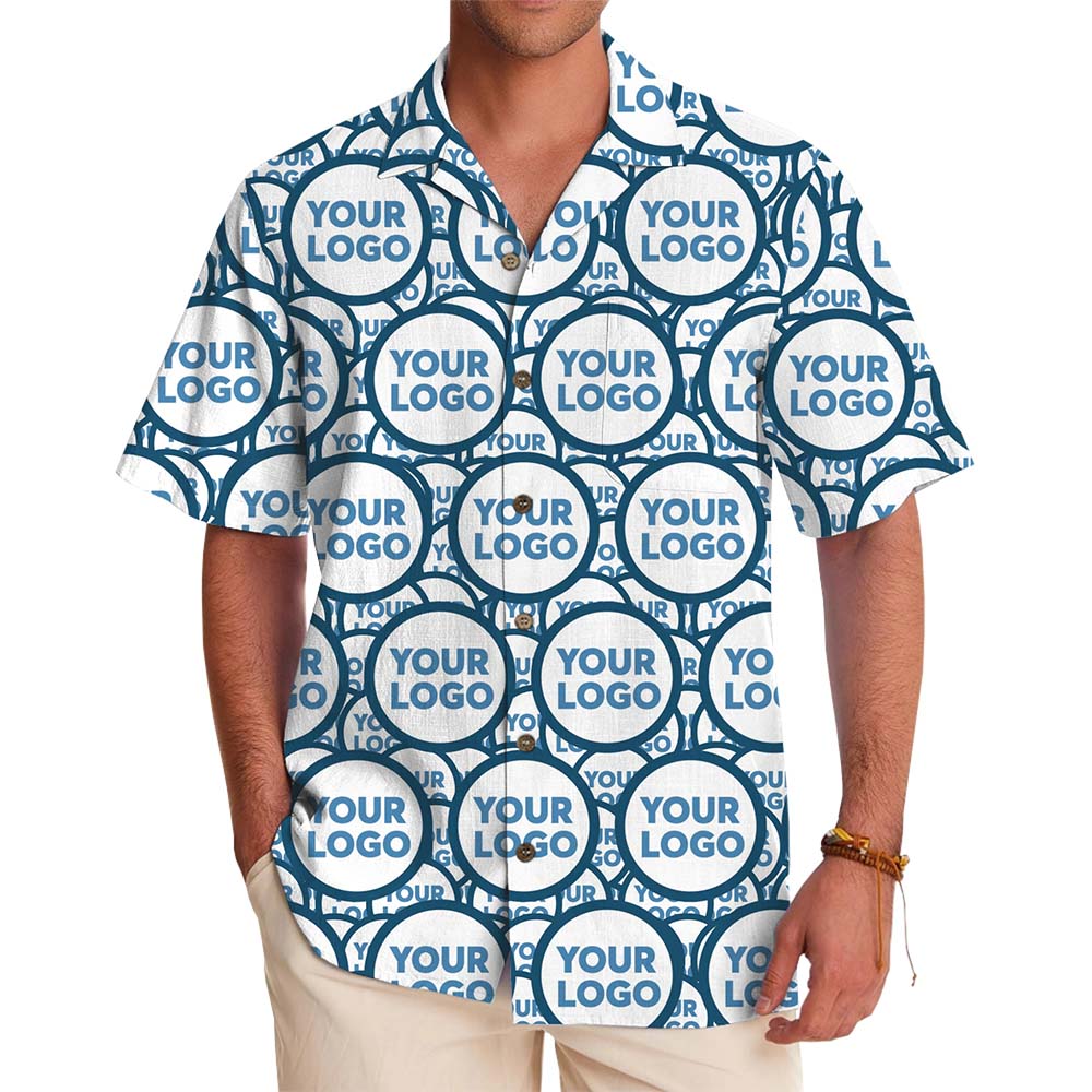 Full Logo Print Hawaiian Shirt With Preview - variant image 1