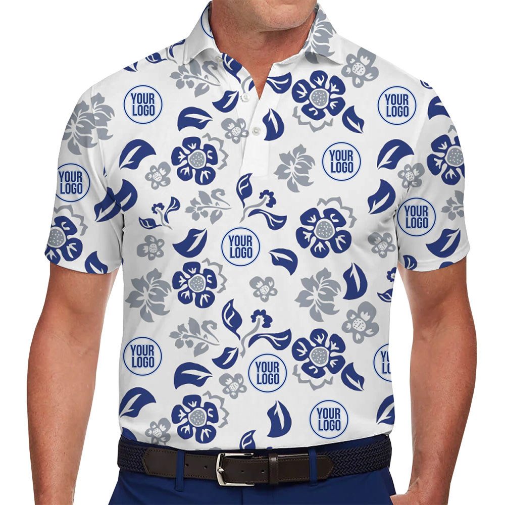 Customize Stylish Floral Pattern Polo Shirt With Logo - variant image 1