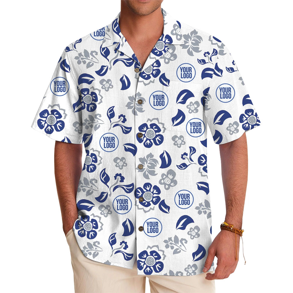 Elegant Custom Floral Print Hawaiian Shirt With Logo For Team - variant image 1