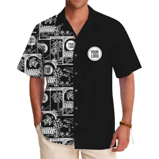 Custom Logo Hawaiian Shirt with Unique Two-Tone Tropical Design