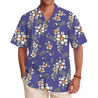 Royal Hibiscus Custom Logo Hawaiian Shirt With Preview