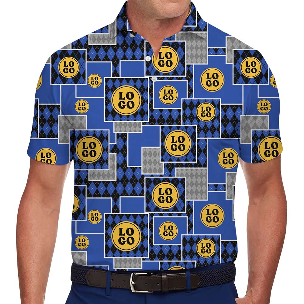 Geometric Custom Logo Print Collared Polo Shirts - variant image 1