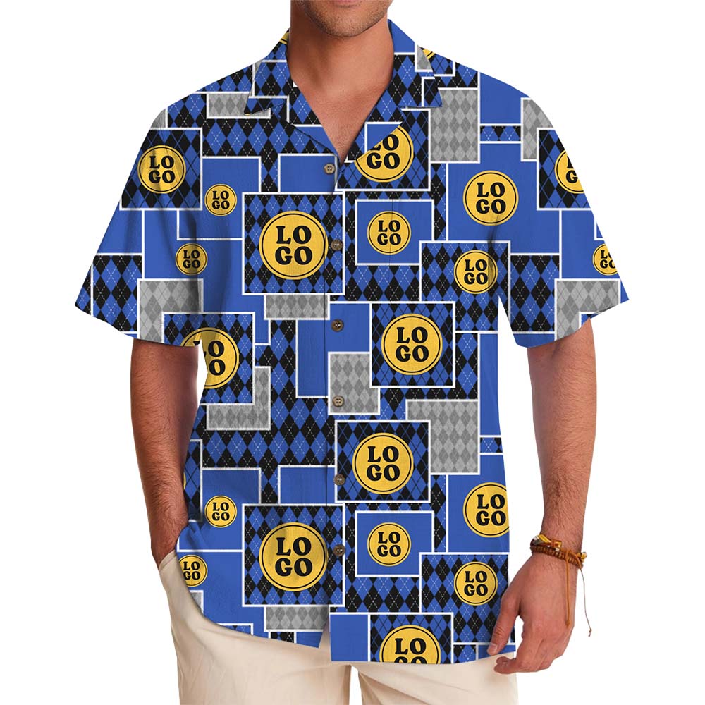 Full Print Custom Logo Aloha Shirt – Modern Geometric Style - variant image 1