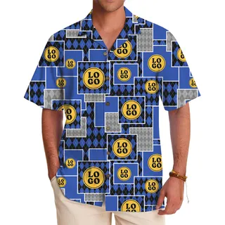 Full Print Custom Logo Aloha Shirt – Modern Geometric Style