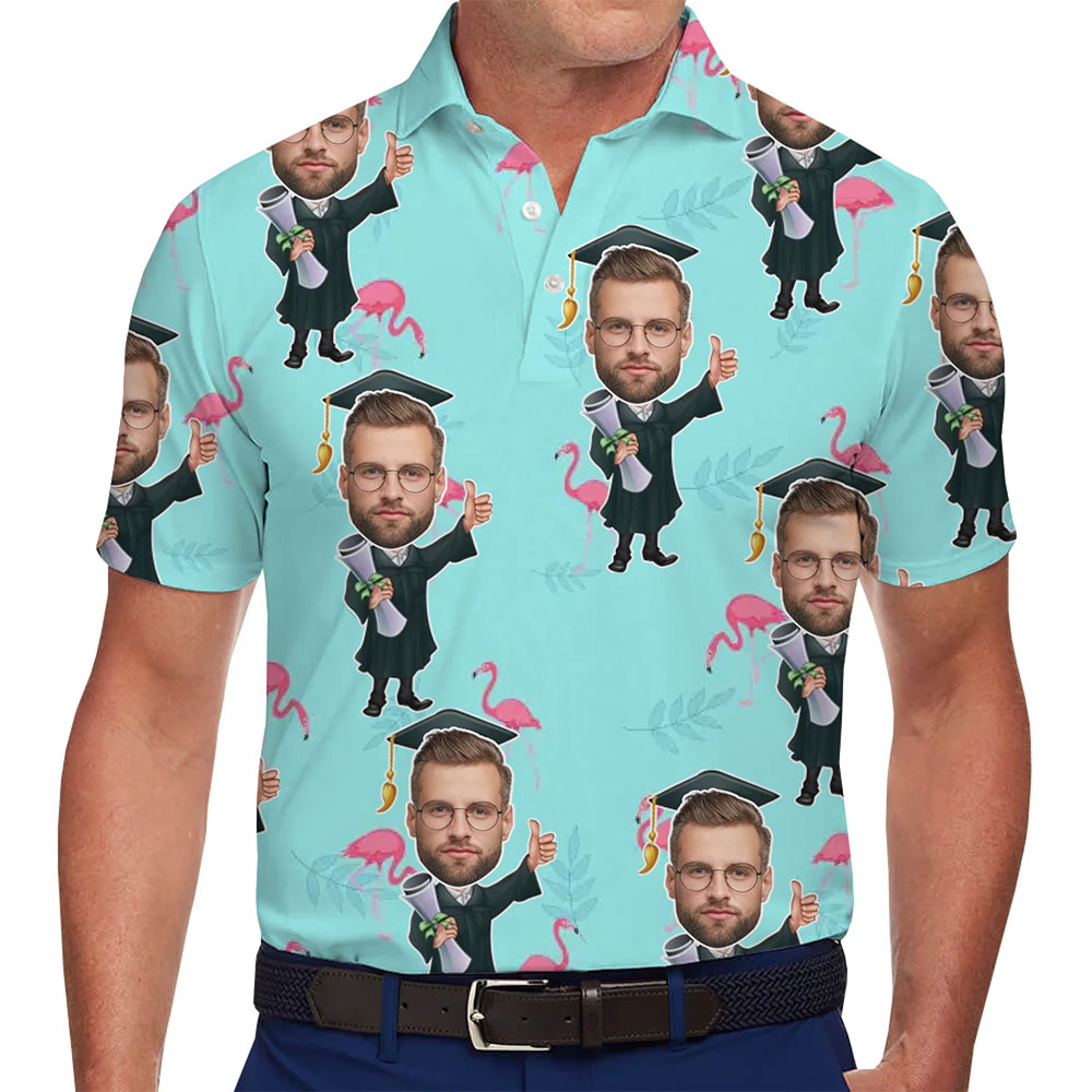 Custom Polo Shirt Graduation With Face And Live Preview - variant image 1