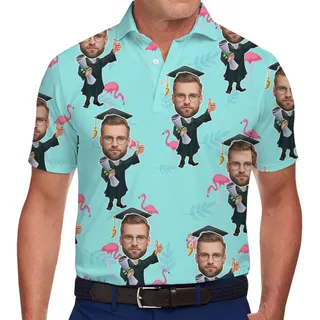 Custom Polo Shirt Graduation With Face And Live Preview