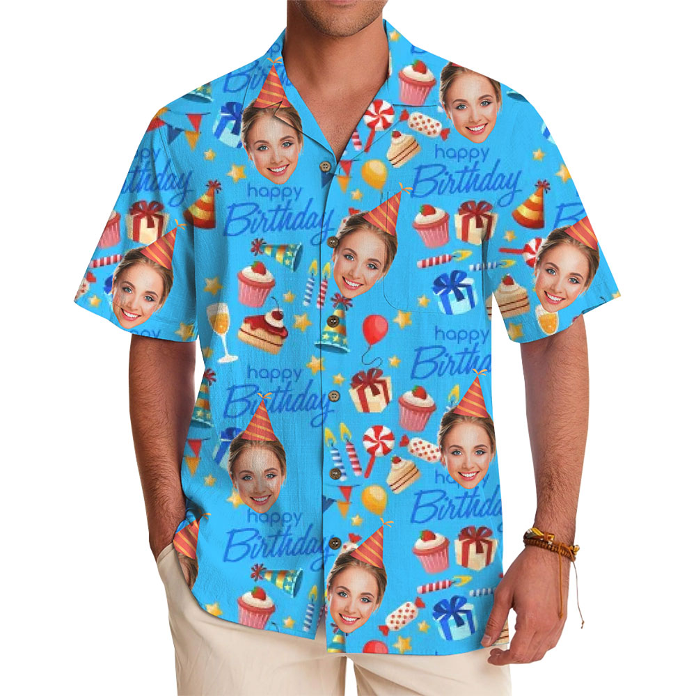 Fun Customized Hawaiian Shirt for Birthdays with Photos and Party Icons - variant image 1
