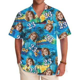 Custom Hawaiian Shirt with Photo and Age for Milestone Celebrations