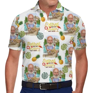 Customizable Face Retirement Party Polo Shirt with Tropical Vibes