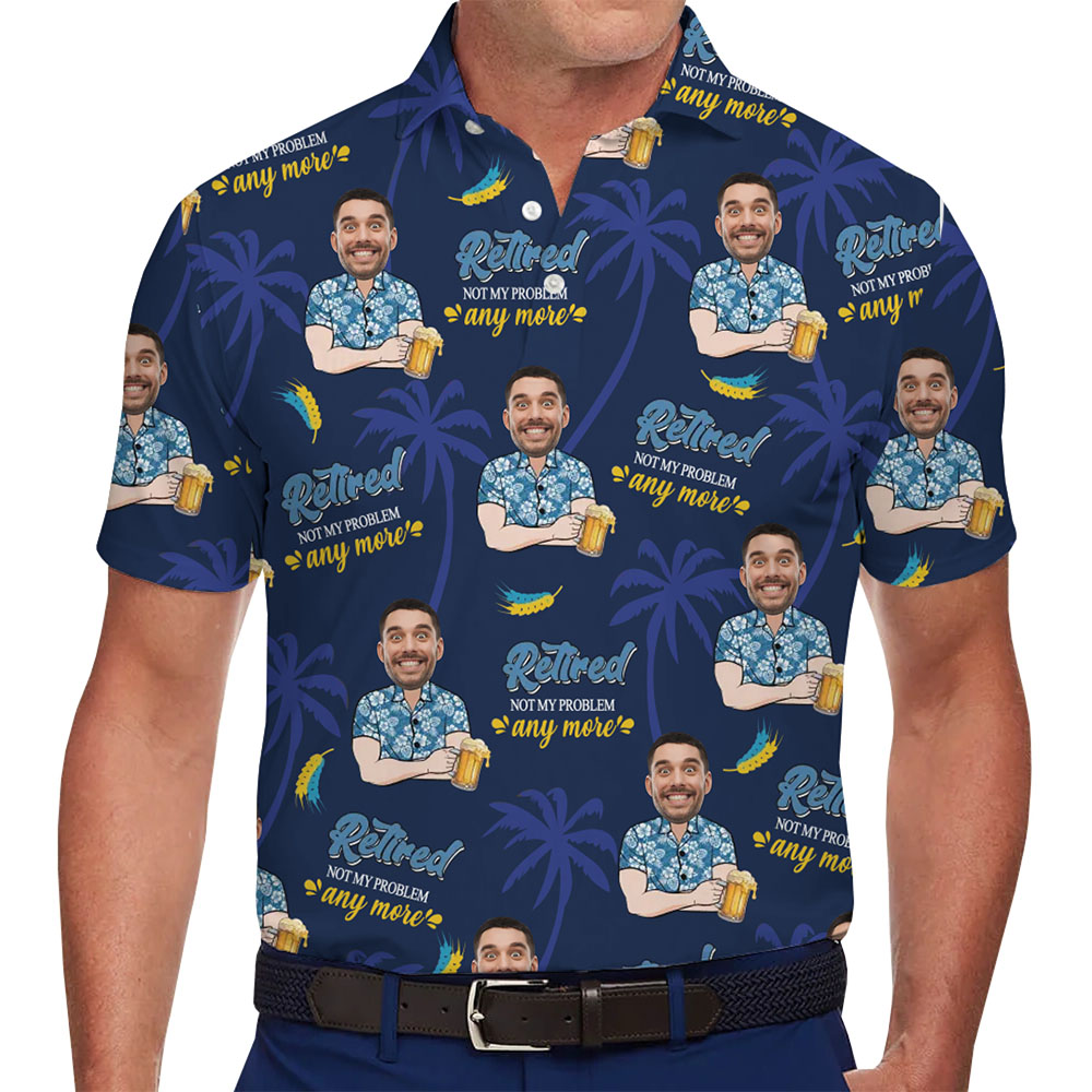 Custom Funny and Tropical Retirement Polo Shirt With Photo - variant image 1