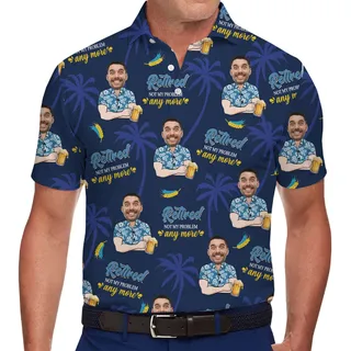 Custom Funny and Tropical Retirement Polo Shirt With Photo