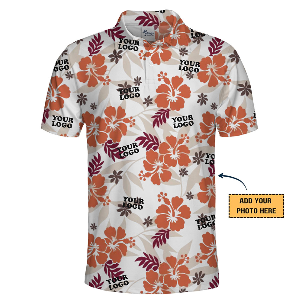 Personalized Tropical Polo Shirt Featuring Hibiscus Flower Design