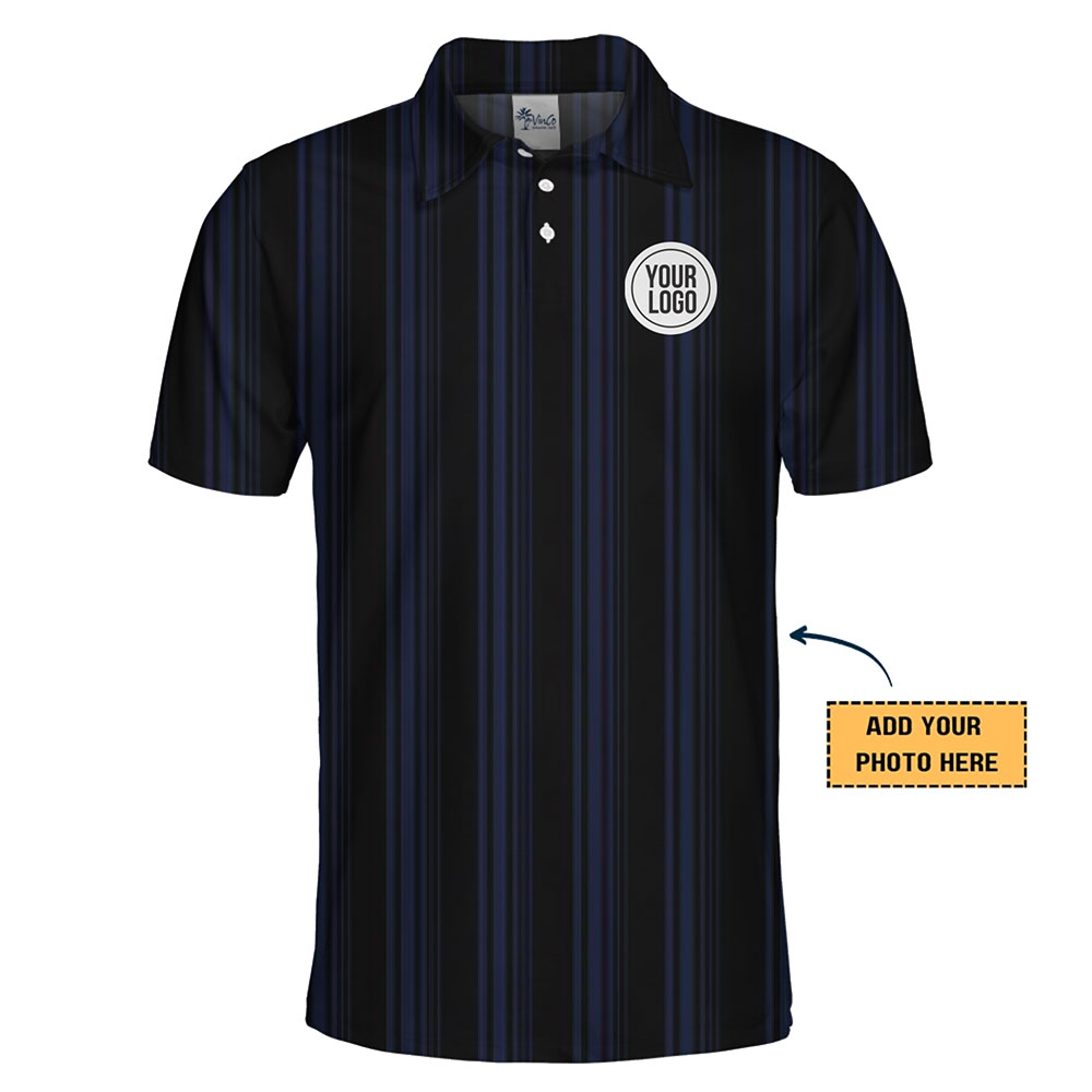 [10 Colors] Elegant Striped Polo Shirt with Custom Logo Placement
