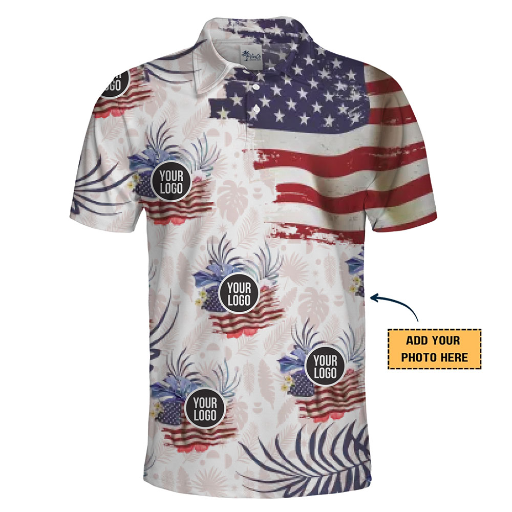 Customizable Stars and Stripes Polo Shirt for Teams or Events